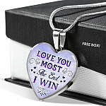 I Love You Most I Win Heart Pendant Necklace - Heart Luxury Necklace (Silver)