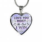I Love You Most I Win Heart Pendant Necklace - Heart Luxury Necklace (Silver)