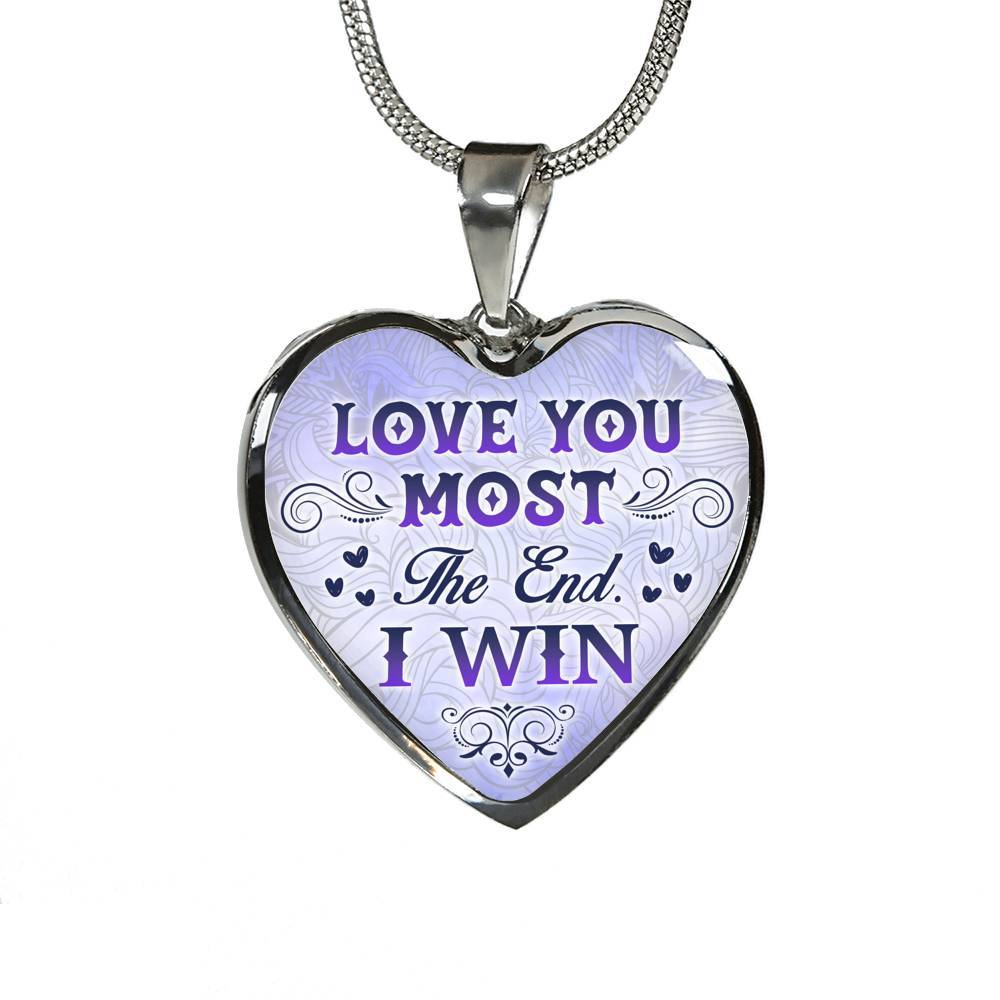 I Love You Most I Win Heart Pendant Necklace - Heart Luxury Necklace (Silver)