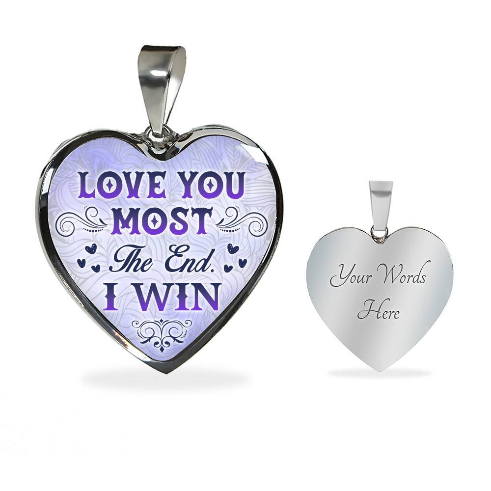 I Love You Most I Win Heart Pendant Necklace - Heart Luxury Necklace (Silver)