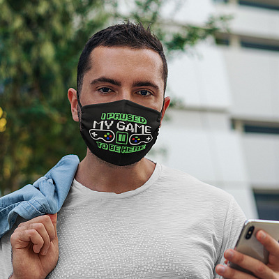 Alternative view of I Pause My Game To Be Here Washable Reusable Custom Printed Cloth Face Mask Cover