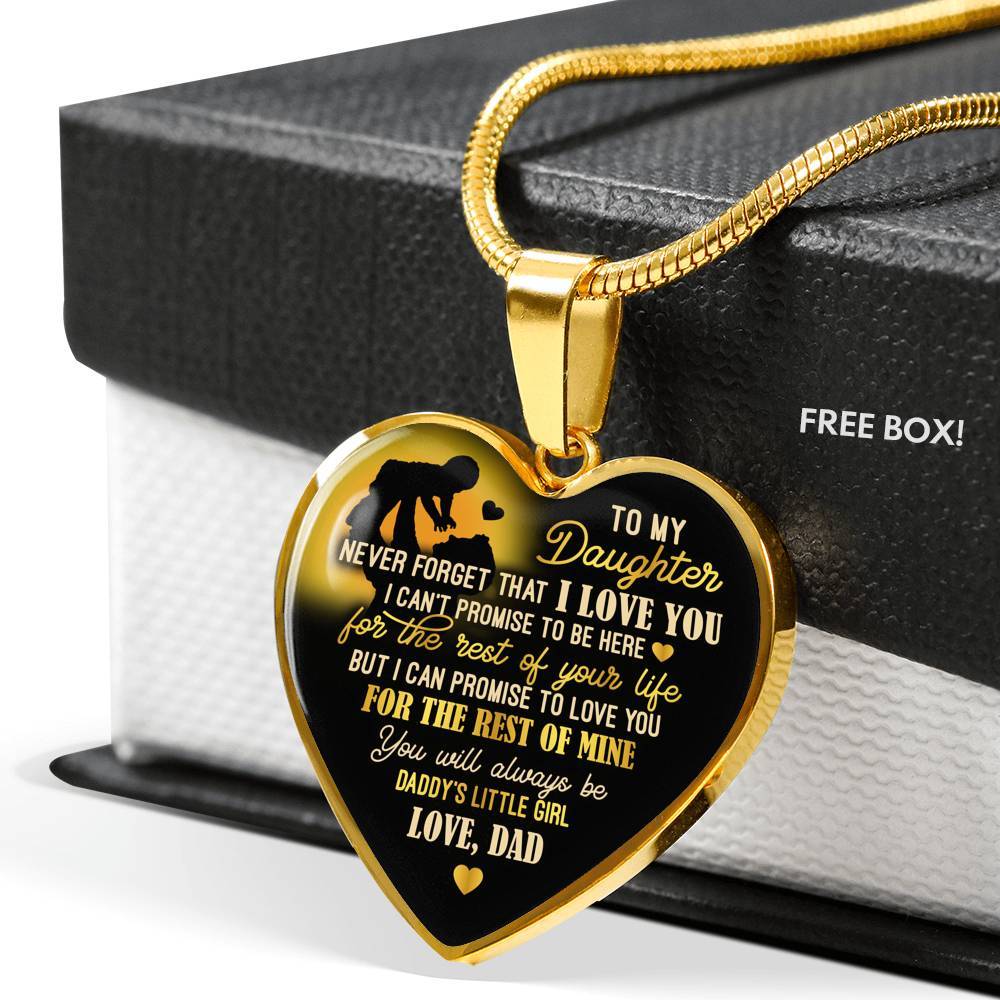 From Dad To My Daughter Saying Necklace - Never Forget I Love You Daddy's Little Girl Heart Pendant Necklace - Heart Luxury Necklace (Gold Plated) From Dad To My Daughter Saying Necklace - Never Forget I Love You Daddy's Little Girl Heart Pendant Necklace - Heart Luxury Necklace (Gold Plated)