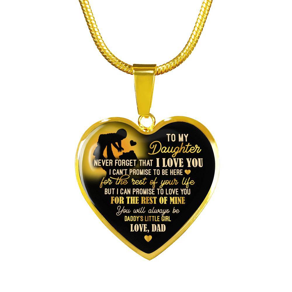 From Dad To My Daughter Saying Necklace - Never Forget I Love You Daddy's Little Girl Heart Pendant Necklace - Heart Luxury Necklace (Gold Plated) From Dad To My Daughter Saying Necklace - Never Forget I Love You Daddy's Little Girl Heart Pendant Necklace - Heart Luxury Necklace (Gold Plated)