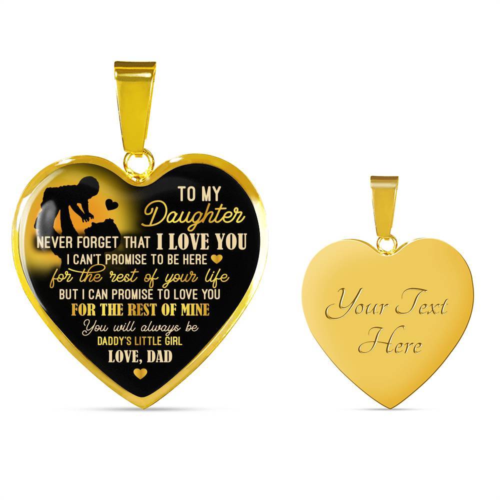 From Dad To My Daughter Saying Necklace - Never Forget I Love You Daddy's Little Girl Heart Pendant Necklace - Heart Luxury Necklace (Gold Plated) From Dad To My Daughter Saying Necklace - Never Forget I Love You Daddy's Little Girl Heart Pendant Necklace - Heart Luxury Necklace (Gold Plated)