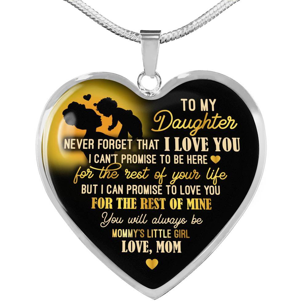 From Mom To My Daughter Saying Necklace - Never Forget I Love You Mommy's Little Girl Heart Pendant Necklace - Heart Luxury Necklace (Silver) From Mom To My Daughter Saying Necklace - Never Forget I Love You Mommy's Little Girl Heart Pendant Necklace - Heart Luxury Necklace (Silver)