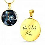 At My Darkest God Is My Light Circle Pendant Necklace - Lighthouse Jesus Christian Jewelry - Circle Luxury Necklace (Gold Plated)