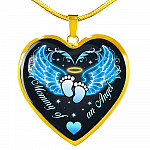 Mommy Of An Angel Boy Infant Child Loss Memorial Heart Pendant Necklace - Sympathy Gift For Pregnancy Loss - Heart Luxury Necklace (Gold Plated)