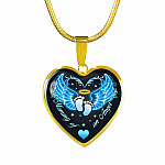 Mommy Of An Angel Boy Infant Child Loss Memorial Heart Pendant Necklace - Sympathy Gift For Pregnancy Loss - Heart Luxury Necklace (Gold Plated)
