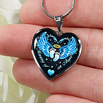 Mommy Of An Angel Boy Infant Child Loss Memorial Heart Pendant Necklace - Sympathy Gift For Pregnancy Loss - Heart Luxury Necklace (Silver)