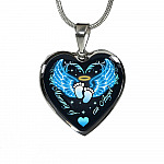 Mommy Of An Angel Boy Infant Child Loss Memorial Heart Pendant Necklace - Sympathy Gift For Pregnancy Loss - Heart Luxury Necklace (Silver)