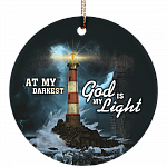 At My Darkest God Is My Light Circle Ornament Keepsake - Christian Christmas Ornaments, White, Circle Ornament