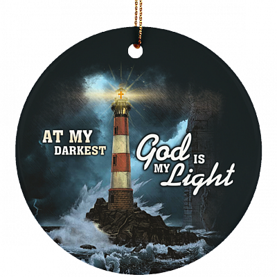 At My Darkest God Is My Light Circle Ornament Keepsake - Christian Christmas Ornaments, White, Circle Ornament