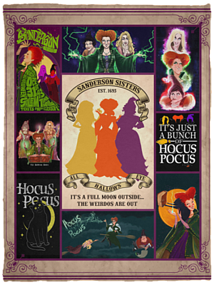 Sanderson Sisters All Hallows' Eve Halloween Ho-Cus Pocus Fleece Blanket - Sherpa Blanket - Woven Blanket, White, Cozy Plush Fleece Blanket - 30x40