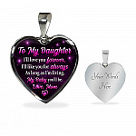 To My Daughter I Will Love You Forever As Long As I’m Living My Baby You Will Be From Mom Heart Pendant Necklace - Heart Luxury Necklace (Silver)
