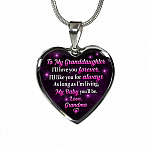 To My Granddaughter I Will Love You Forever As Long As I’m Living My Baby You Will Be Grandma Heart Pendant Necklace - Heart Luxury Necklace (Silver)