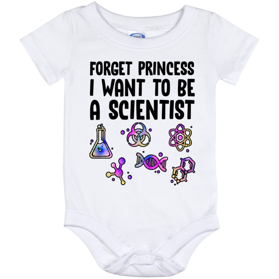 Forget Princess I Want To Be A Scientist Baby Onesie - Toddler Infant Bodysuit - Scientist Baby Gifts, White, Baby Onesie - 12 Month