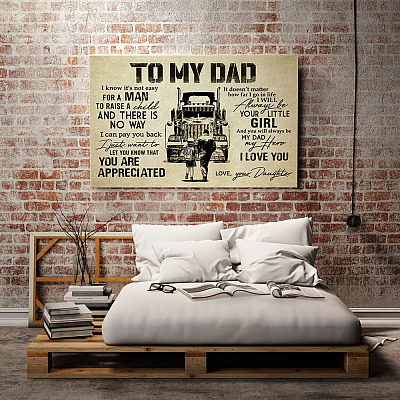 Alternative view of Trucker From Daughter To My Dad I Know It's Not Easy For A Man To Raise A Child Canvas Prints - Unframed Poster