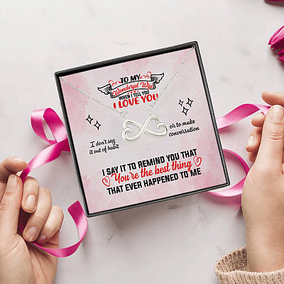 Alternative view of To My Wife I Love You You Are The Best Thing That Ever Happened To Me Infinity Heart Pendant Necklace