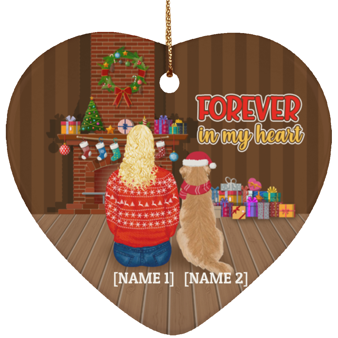 Personalized Golden Retriever Forever In My Heart Decorative Christmas Ornament - Holiday Flat Heart Ornament, White, Heart Ornament Personalized Golden Retriever Forever In My Heart Decorative Christmas Ornament - Holiday Flat Heart Ornament, White, Heart Ornament