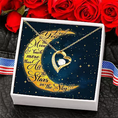 Love You To The Moon And Back Than All The Stars In The Sky Forever Love Pendant Necklace