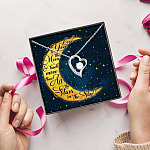 5HP. Love You To The Moon message Card Forever Love Necklace (Silver) 5