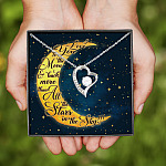 5HP. Love You To The Moon message Card Forever Love Necklace (Silver)