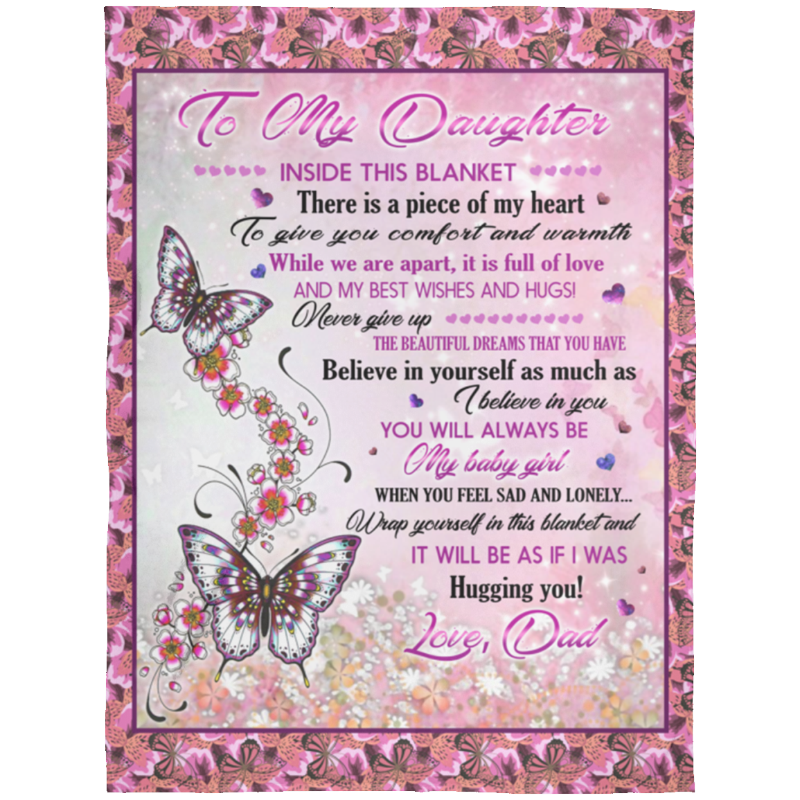 Dad To Daughter Inside This Blanket There Is A Piece Of My Heart To Give You Fleece Blanket - Sherpa Blanket, White, Arctic Fleece Blanket - 60x80 Dad To Daughter Inside This Blanket There Is A Piece Of My Heart To Give You Fleece Blanket - Sherpa Blanket, White, Arctic Fleece Blanket - 60x80