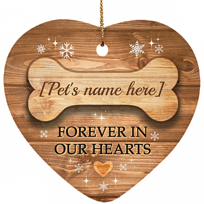 Personalized Pet Memorial Ornament Christmas Keepsake - Heart Ornament - Holiday Decoration Gift, White, Heart Ornament