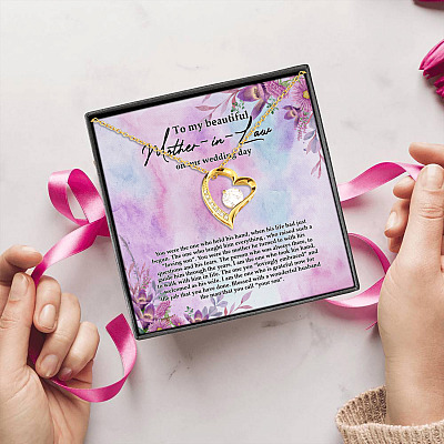 To My Beautiful Mother In Law On Our Wedding Day Forever Love Pendant Necklace