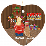 Personalized Golden Retriever Forever In My Heart Decorative Christmas Ornament - Holiday Flat Heart Ornament, White, Heart Ornament