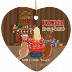 Personalized Golden Retriever Forever In My Heart Decorative Christmas Ornament Holiday Flat Heart Ornament, White, Heart Ornament