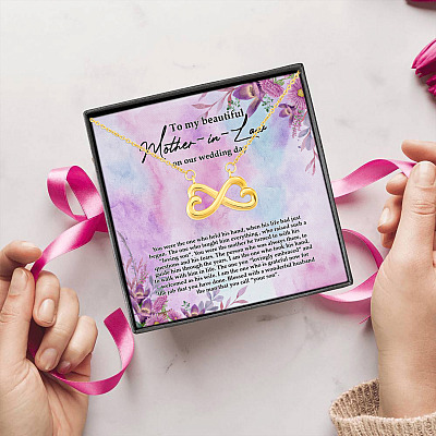 To My Beautiful Mother In Law On Our Wedding Day Infinity Heart Pendant Necklace
