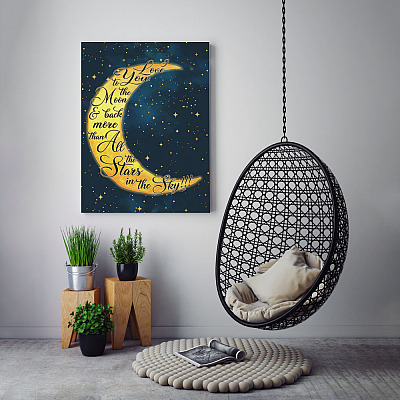 Alternative view of Love You To The Moon And Back Gallery Wrapped Framed Canvas Prints - Unframed Poster - Home Decor Wall Art