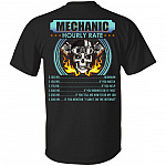 Funny Mechanic Hourly Rate Skull Print On Back T-Shirt - Men Mechanic Work Shirt Gift, Black, Unisex T-Shirt