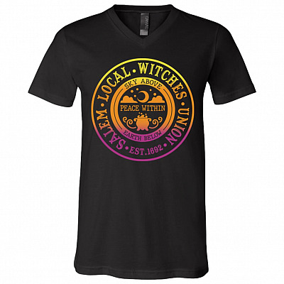 Salem Local Witches Union T-Shirt - V-Neck Tee, Black, V-Neck T-Shirt