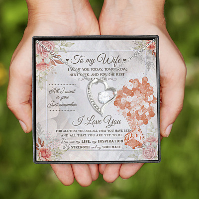 Alternative view of To My Wife You Are My Life My Inspiration My Strength And My Soulmate Forever Love Pendant Necklace