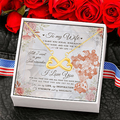 To My Wife You Are My Life My Inspiration My Strength And My Soulmate Infinity Heart Pendant Necklace