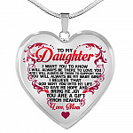 From Mom To My Daughter I Believe That God Sent You Into My Life White Heart Pendant Necklace - Heart Luxury Necklace (Silver)