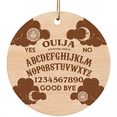 Ouija Spirit Board Christmas Ornament Keepsake - Holiday Flat Circle Ornament - Holiday Decoration Gift, White, Circle Ornament