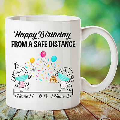 Alternative view of Personalize Social Distancing Birthday Ceramic Coffee Mug - Beer Stein - Water Bottle