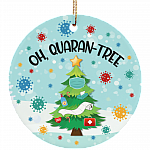 Oh Quaran-tree Funny Christmas Quarantine 2020 Circle Ornament Keepsake, White, Circle Ornament