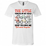 The Little Voice In My Head Keep Telling Me Get More Bicycle T-Shirt - V-Neck - Funny Cycling Team Shirt, White, V-Neck T-Shirt