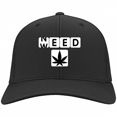 Need Weed Funny Cannabis 420 Twill Cap - High-Profile Snapback Hat, Black, Twill Cap