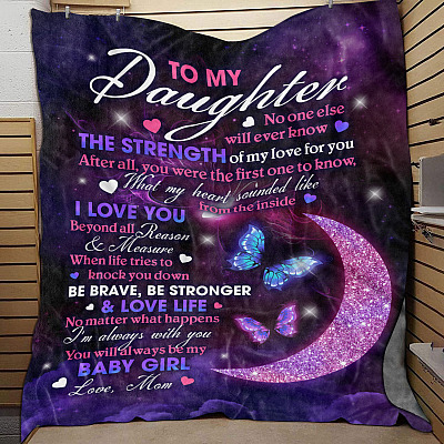 Alternative view of Mom To My Daughter No One Else Will Ever Know The Strength Of My Love Butterfly Fleece Blanket - Mink Blanket