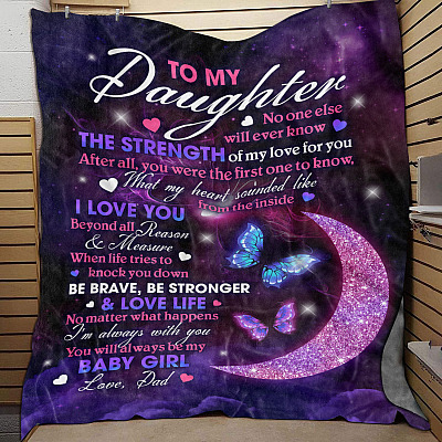 Alternative view of Dad To My Daughter No One Else Will Ever Know The Strength Of My Love Butterfly Fleece Blanket - Mink Blanket
