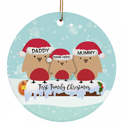 Personalized First Family Christmas Circle Ornament - Holiday Decoration Gift, White, Circle Ornament