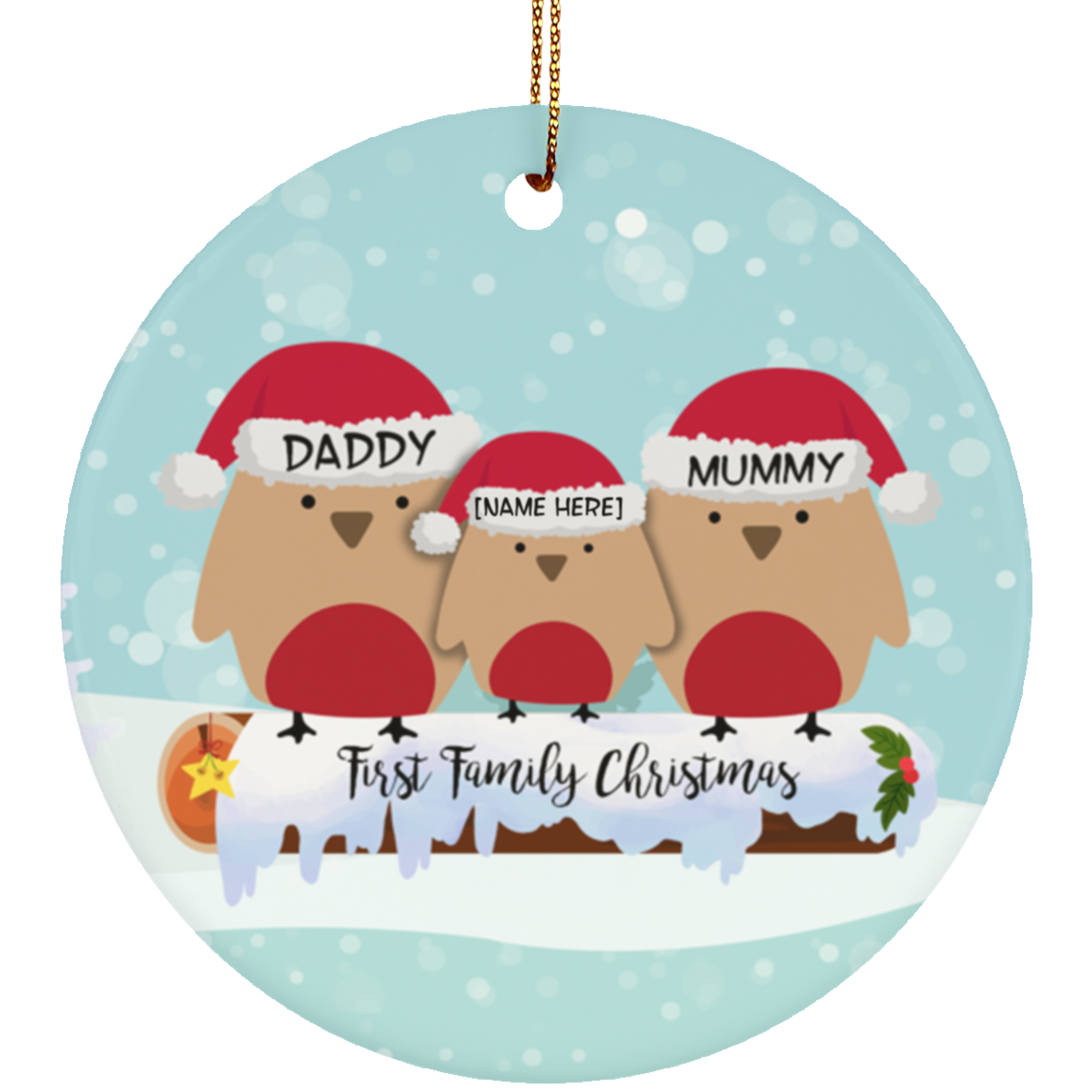 Personalized First Family Christmas Circle Ornament - Holiday Decoration Gift, White, Circle Ornament