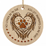 No Longer By My Side You Left Pawprints In My Heart Christmas Circle Ornament - Holiday Decoration Gift, White, Circle Ornament