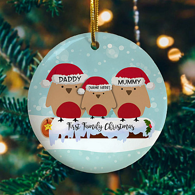 Alternative view of Personalized First Family Christmas Circle Ornament - Holiday Decoration Gift