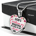 God's Creations Are Beautiful And You're The Most Beautiful One Heart Pendant Necklace - Heart Luxury Necklace (Silver)